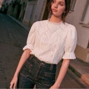 Sezane Elegant White Women's Top